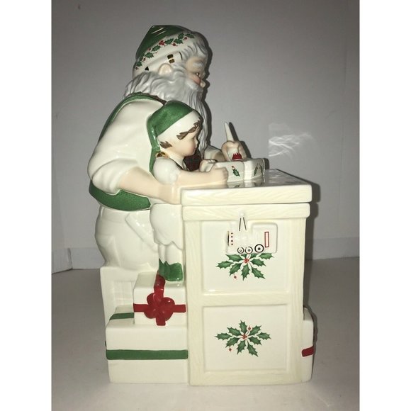 Lenox Ceramic Cookie Jar Santas Holiday Toy Shop Santas Workbench Christmas - Picture 5 of 9